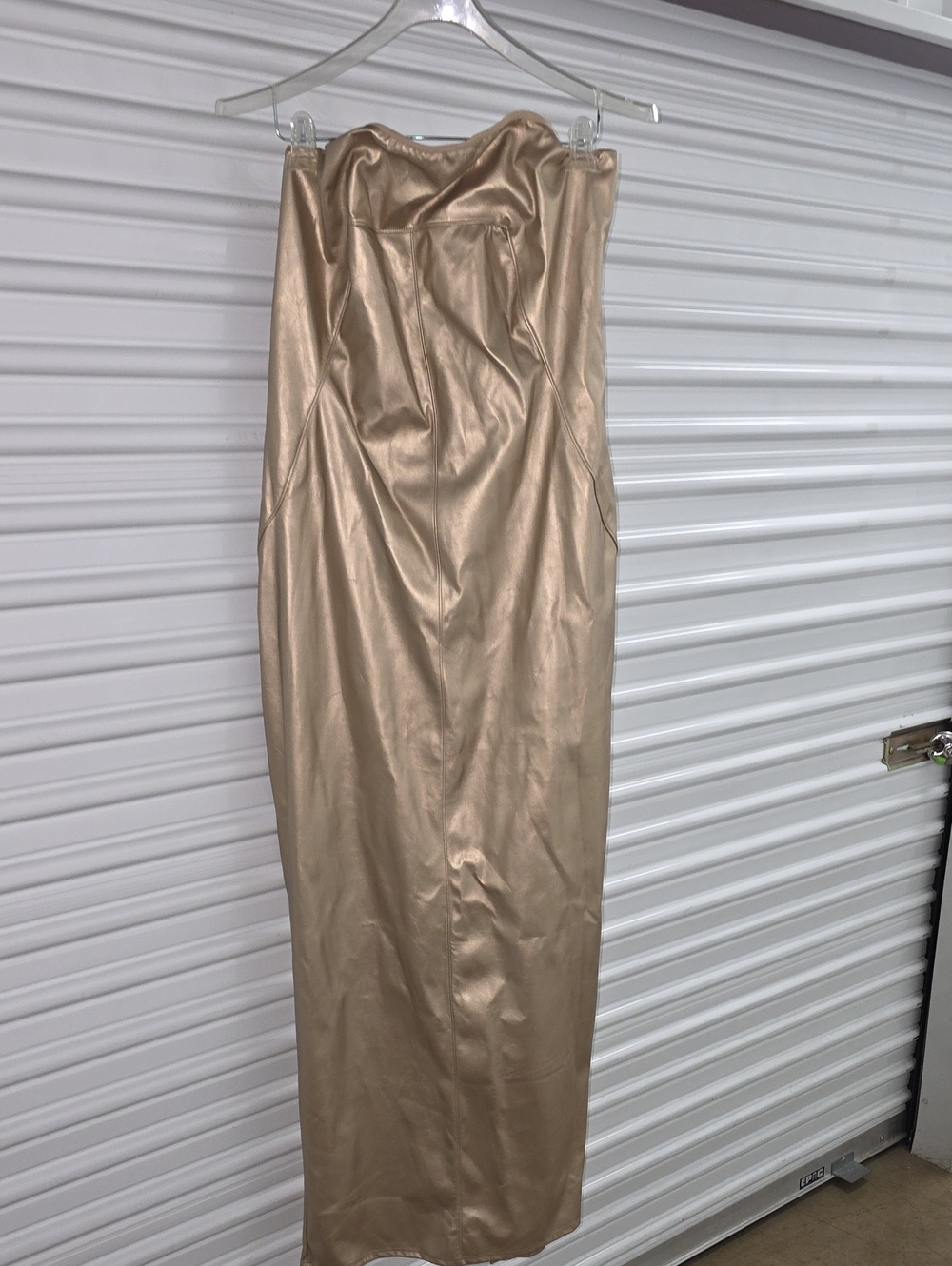 Fashion Nova Gold Satin Strapless Maxi Skirt